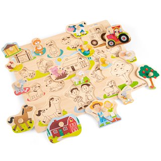New Classic Toys - Steckpuzzle - Bauernhof - 16 Stück